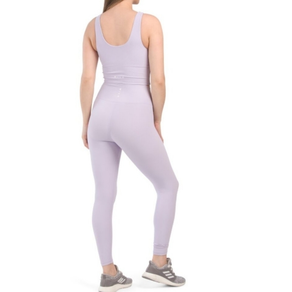 Wilo The Label Ruched Bra and Ribbed Leggings Set Lilac NEW - Picture 3 of 8